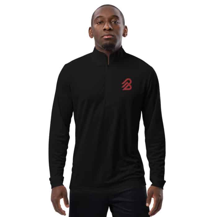 Men's Adidas Quarter Zip Pullover Black with red B2B logo Patch