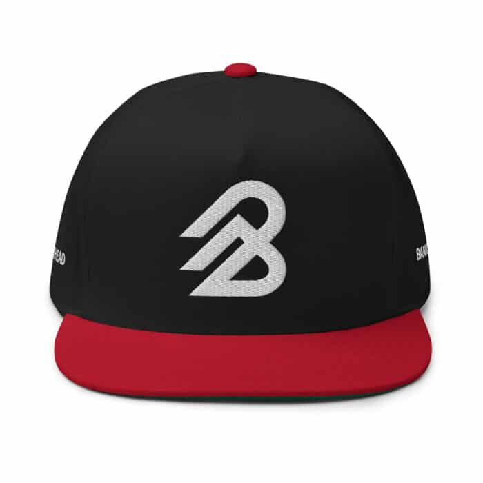 Flat Bill Cap Black and Red B2B