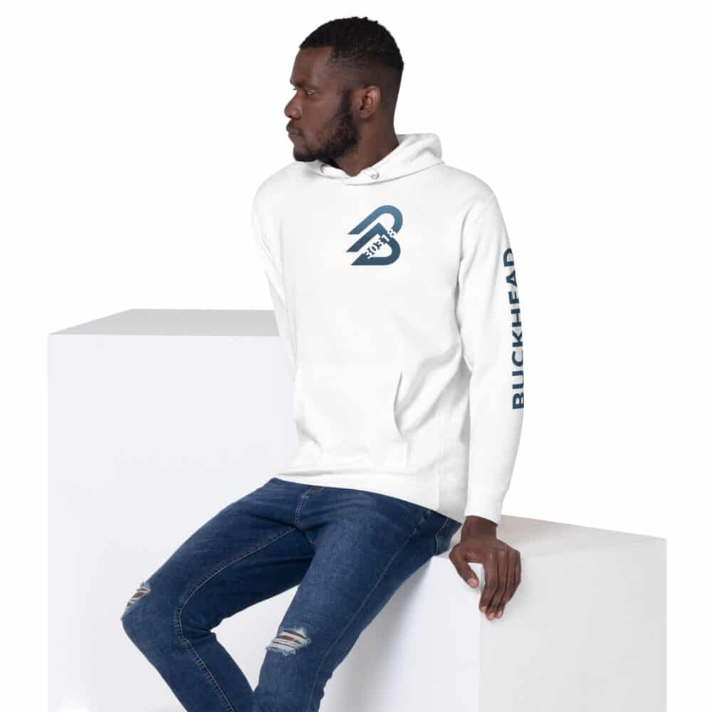 B2B Premium Hoodie in white with blue lettering