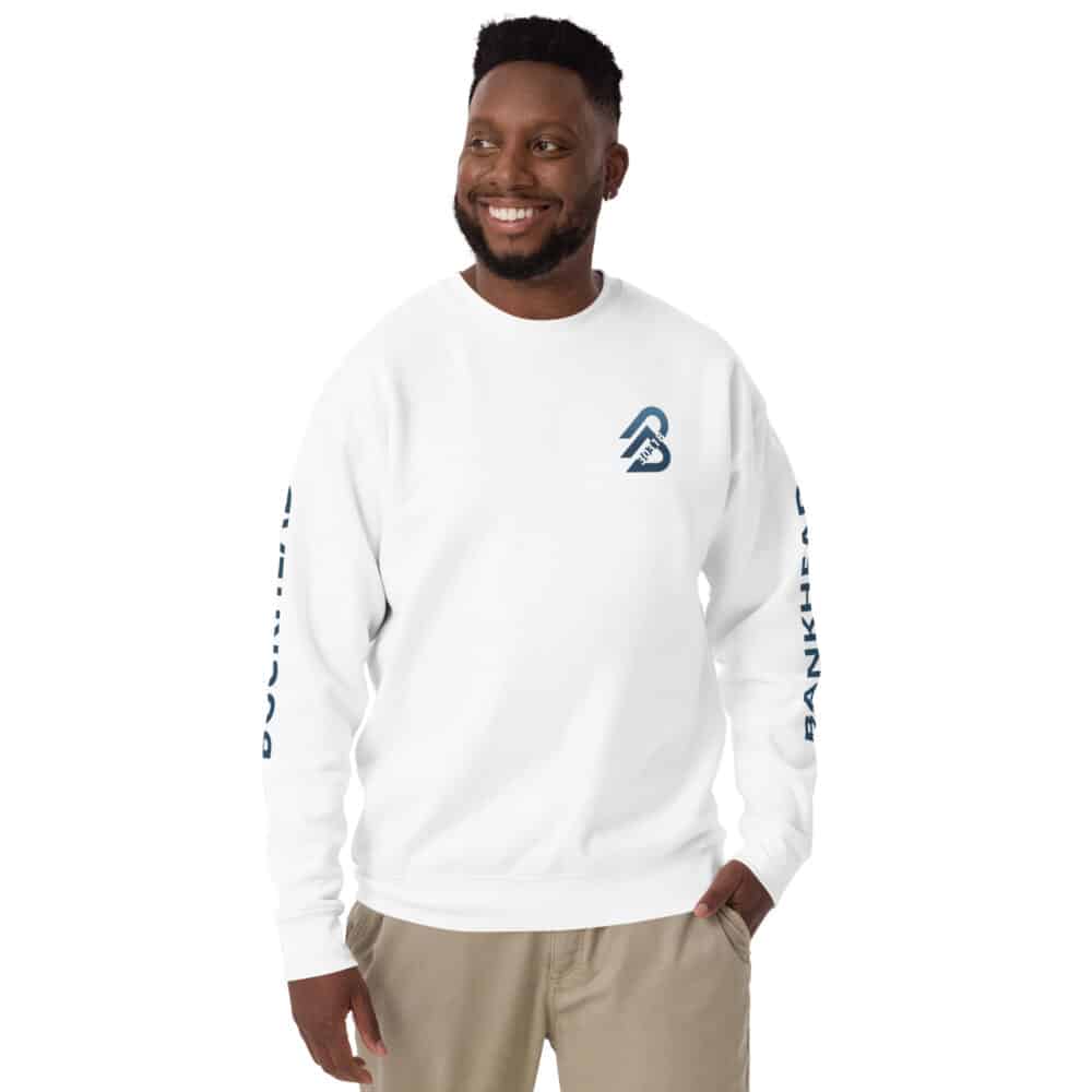 B2B Premium Sweatshirt in White with Blue Letters